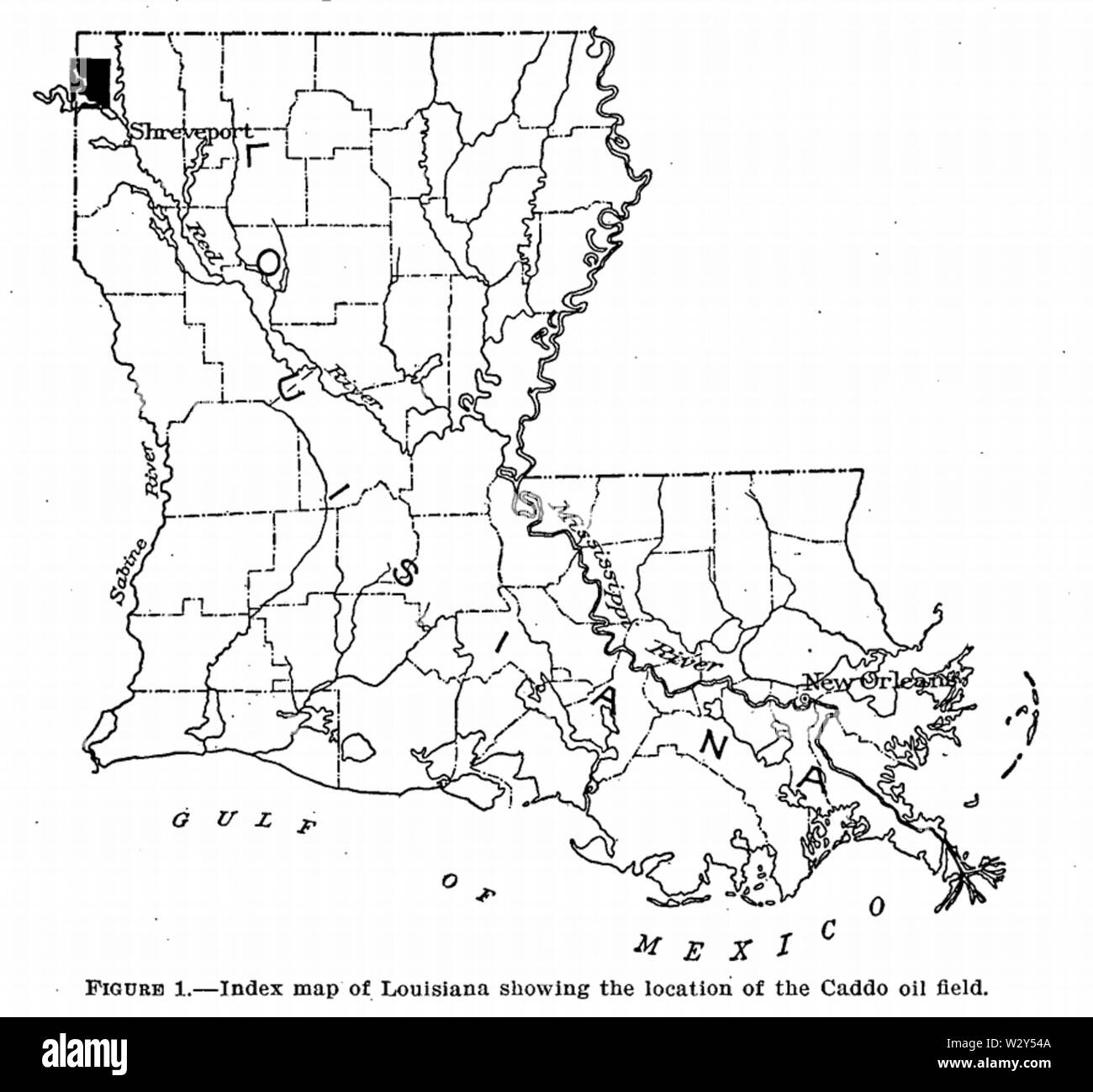 Map Caddo oil field(Louisiana Stock Photo Alamy