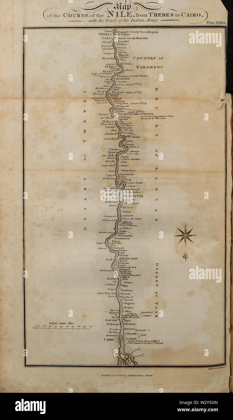 Map of the Course of the Nile with the track of the Indian Army Stock ...