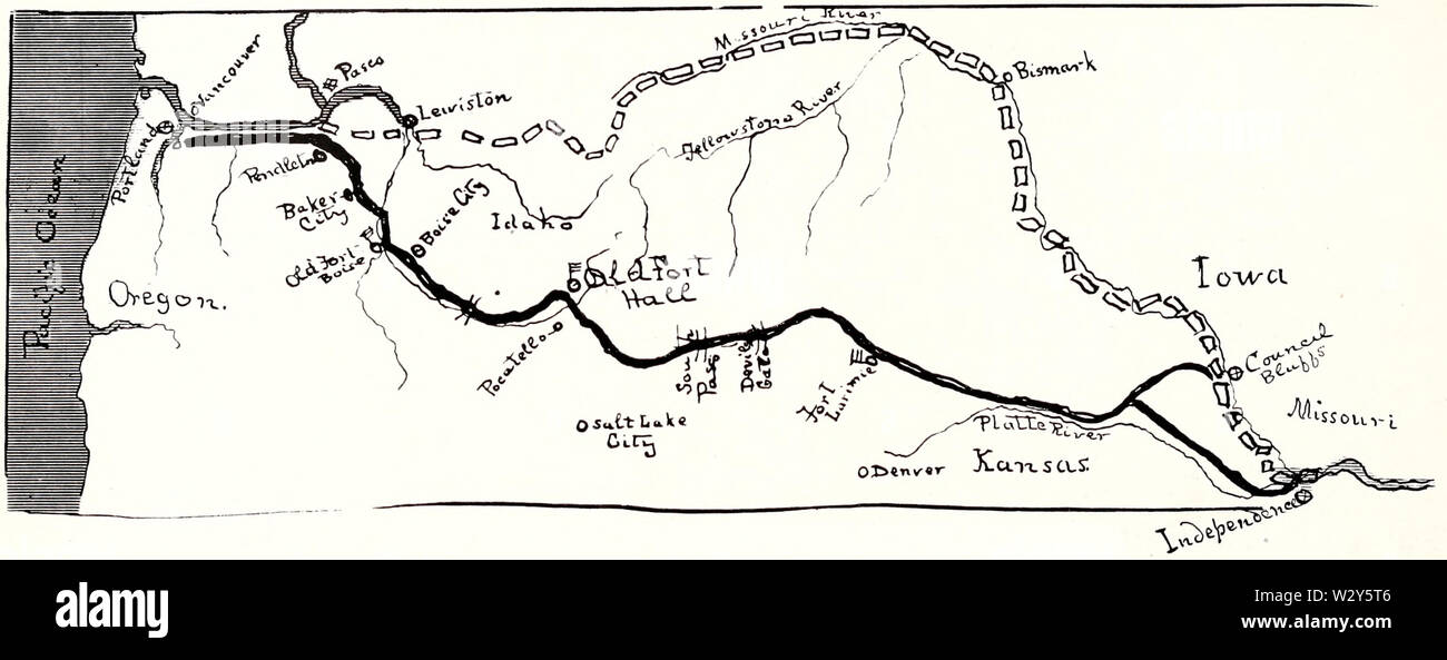 Maps of trails to Oregon Country from Gaston book Stock Photo Alamy