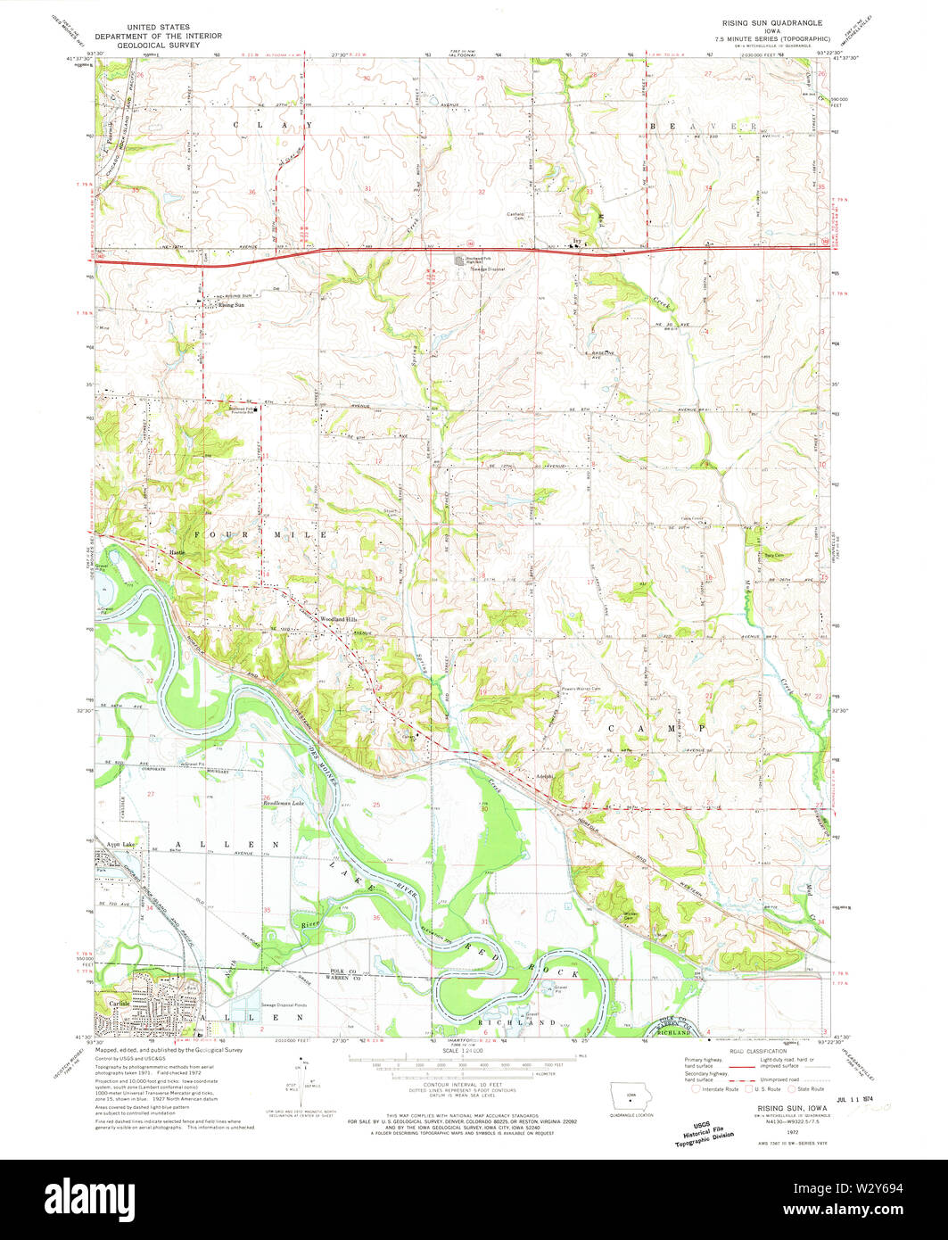 USGS TOPO Maps Iowa IA Rising Sun 175426 1972 24000 Restoration Stock ...