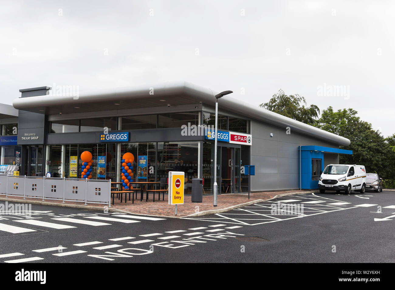 Newcastle upon Tyne, UK, 11th July 2019. Fast food retailer Greggs opens it's first drive-thru on Tyneside. Joseph Gaul/Alamy Live News Stock Photo