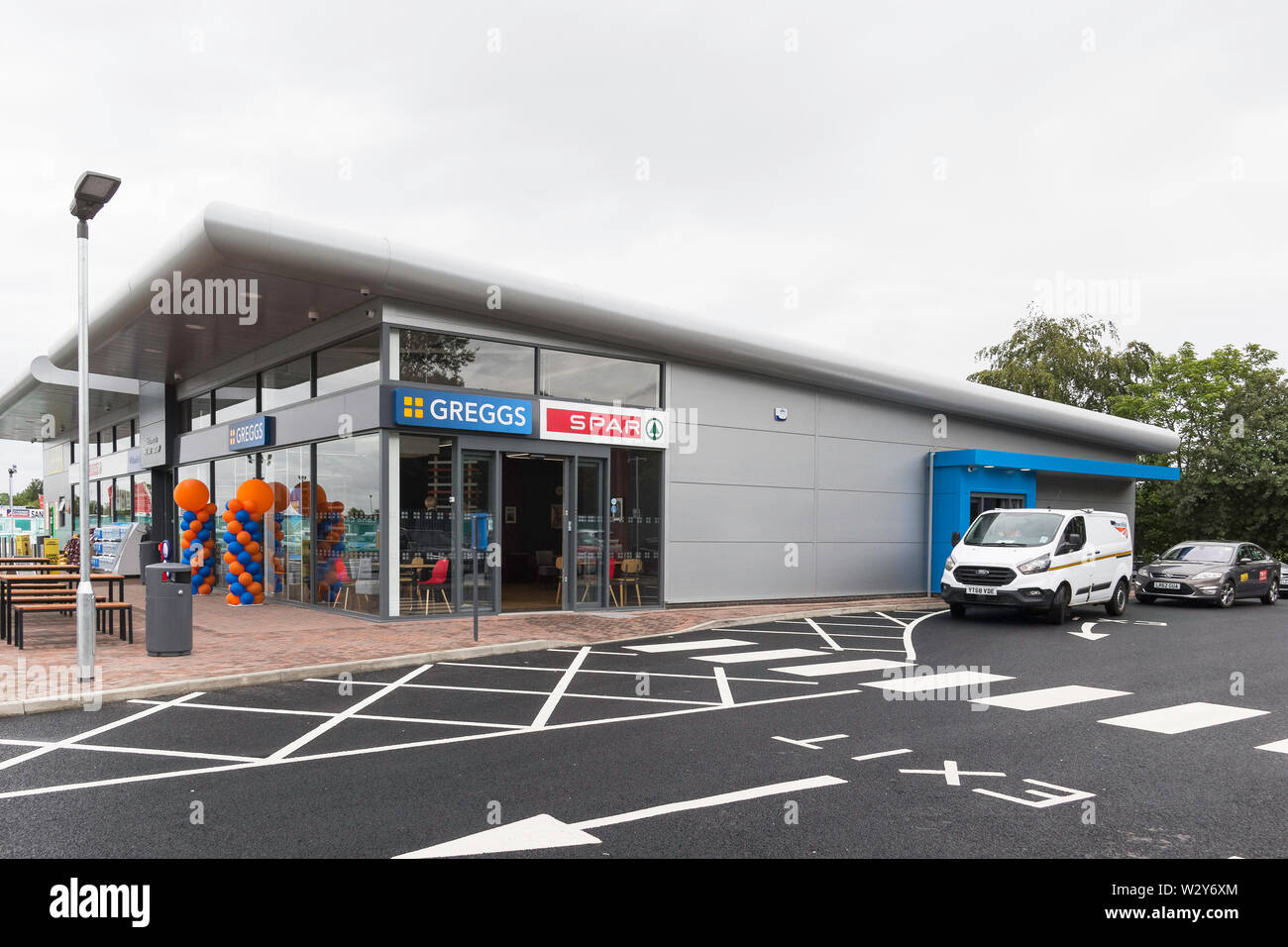 Newcastle upon Tyne, UK, 11th July 2019. Fast food retailer Greggs opens it's first drive-thru on Tyneside. Joseph Gaul/Alamy Live News Stock Photo