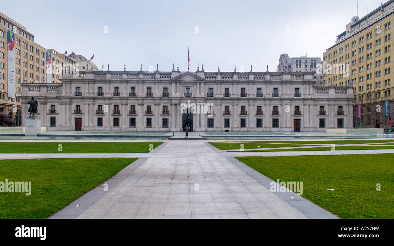 SANTIAGO, CHILE - September 2, 2017:  The presidential palace La Moneda Stock Photo