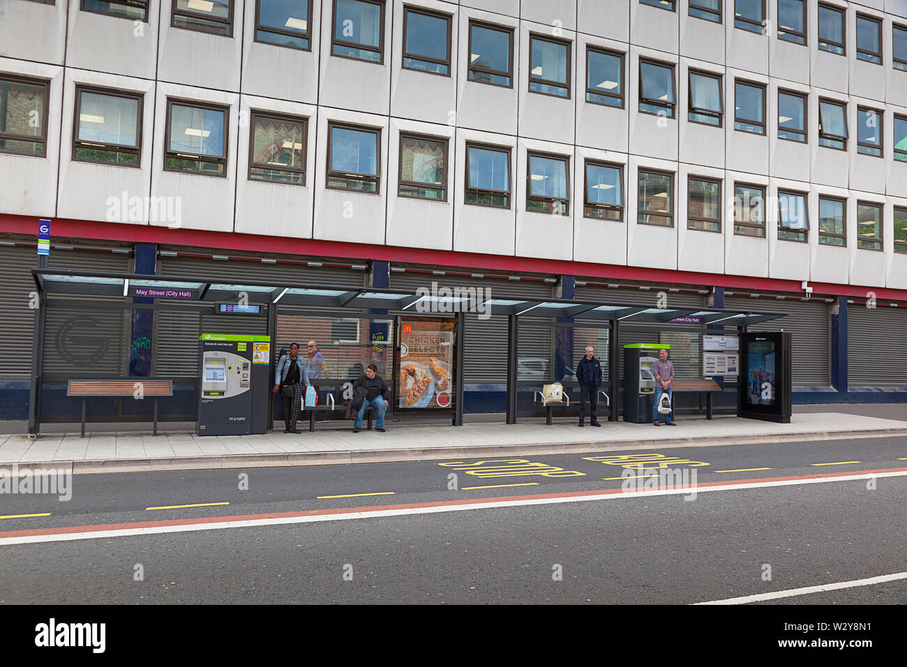 Ireland, North, Belfast, Glider bus stop on May Street Stock Photo Alamy