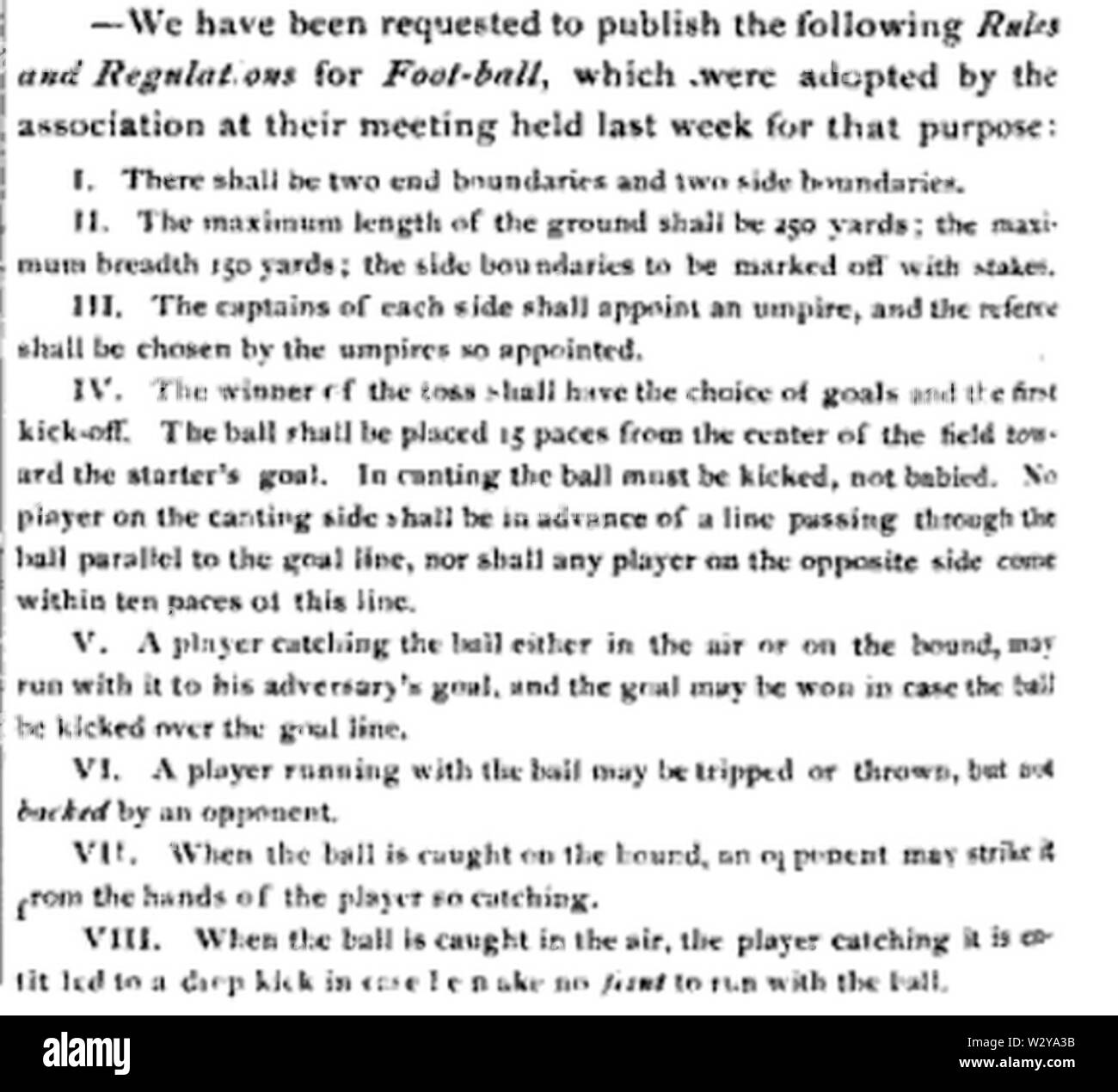 Michigan Football Rules and Regulations of 1873, part 1 Stock Photo