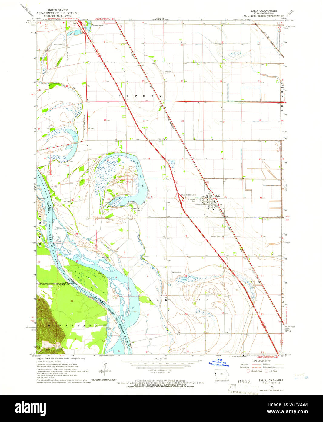 USGS TOPO Maps Iowa IA Salix 175466 1964 24000 Restoration Stock Photo