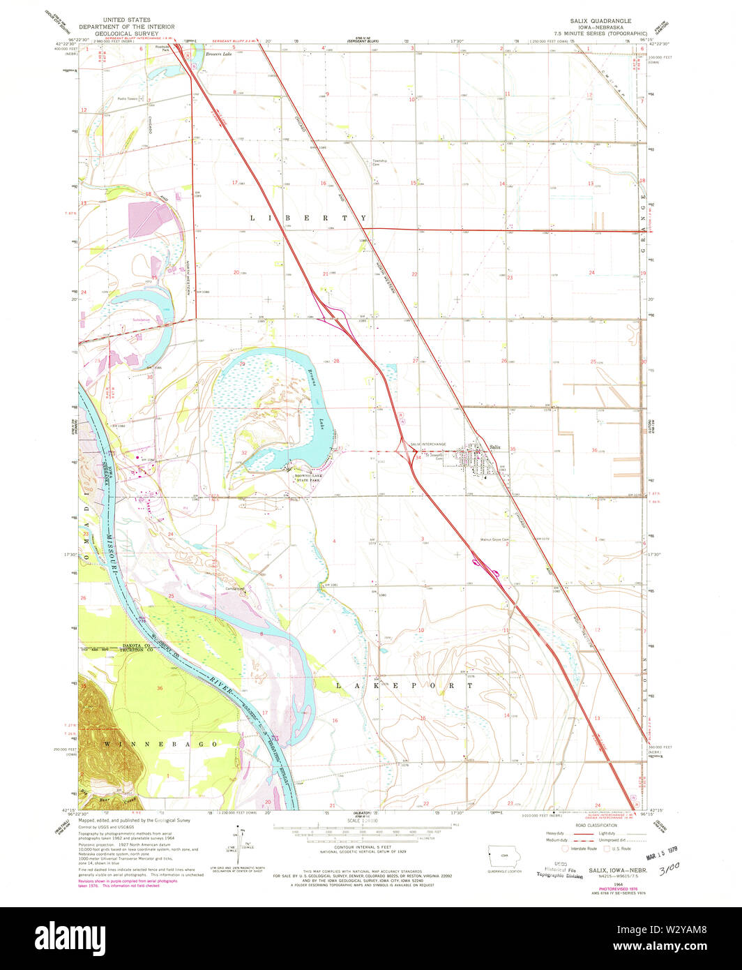 USGS TOPO Maps Iowa IA Salix 175467 1964 24000 Restoration Stock Photo