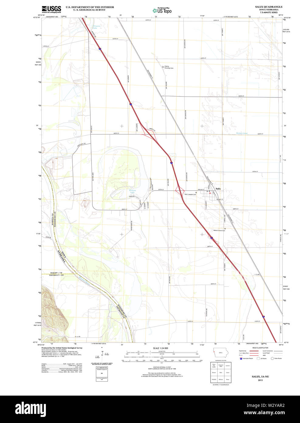 USGS TOPO Maps Iowa IA Salix 20130502 TM Restoration Stock Photo