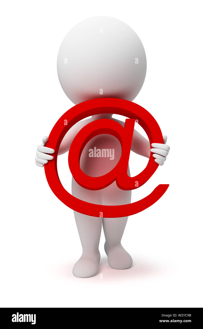 3d small people with the email. 3d image. Isolated white background. Stock Photo