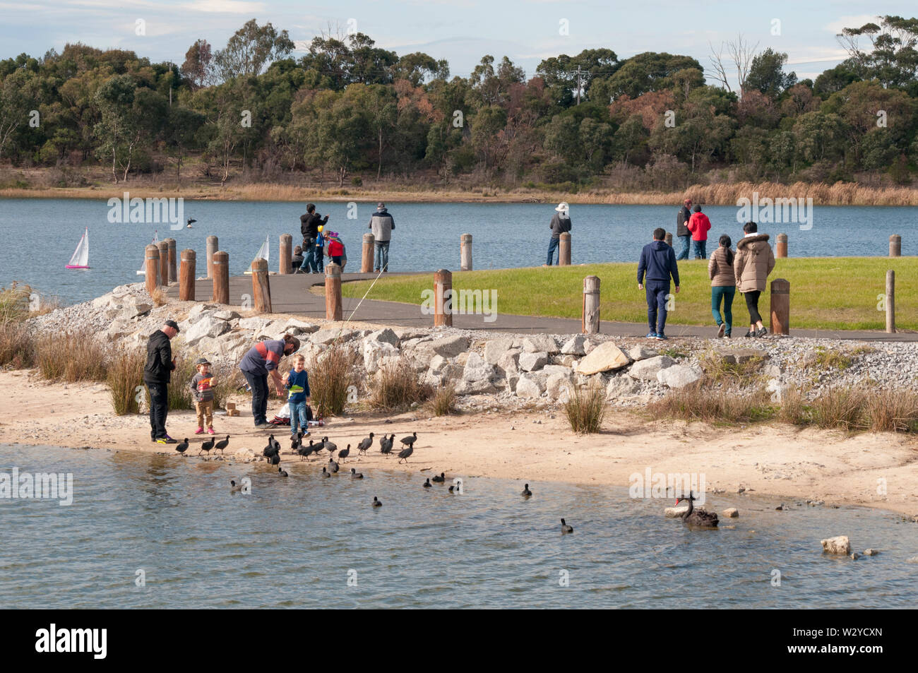 Family recreation at Karkarook Park, Moorabbin, Victoria, in the eastern suburbs of Melbourne, Australia Stock Photo