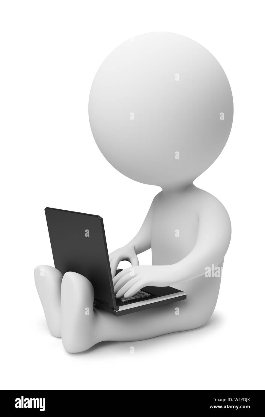 3d small people working on the laptop. 3d image. Isolated white background. Stock Photo