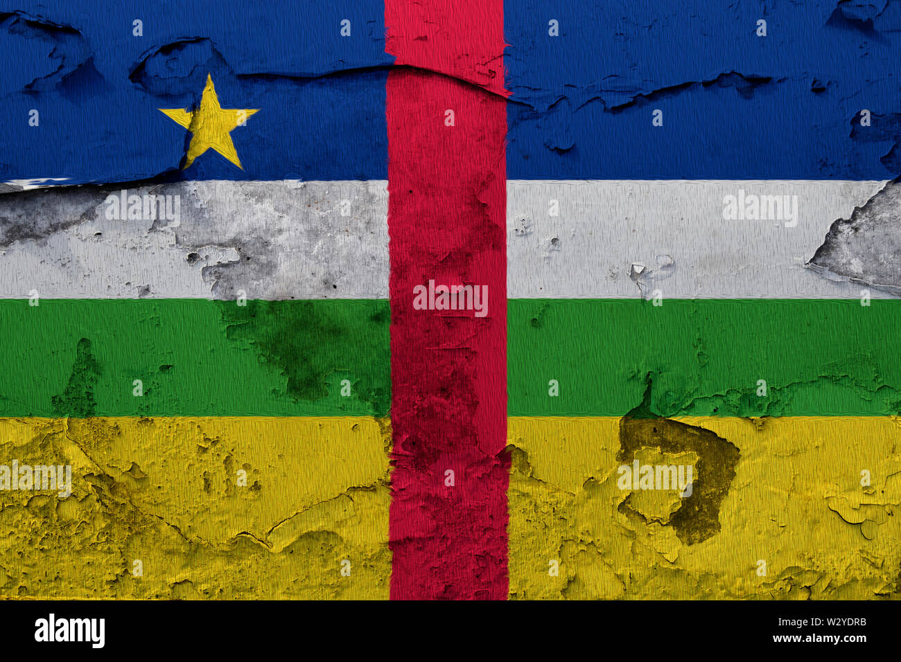 Central African Republic flag painted on the cracked grunge concrete wall Stock Photo