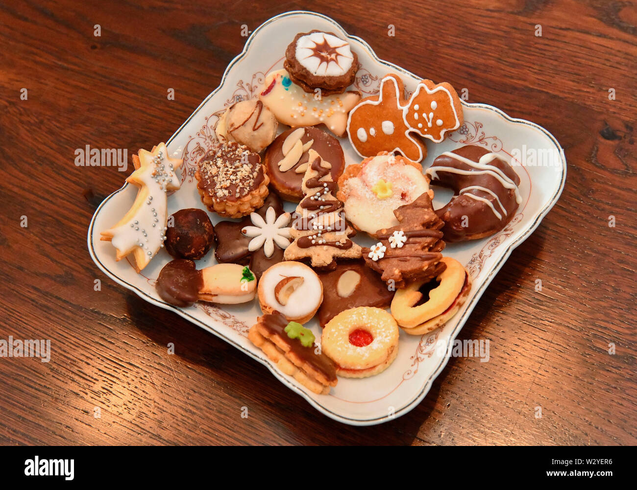 Bowl with Christmas cookies Stock Photo