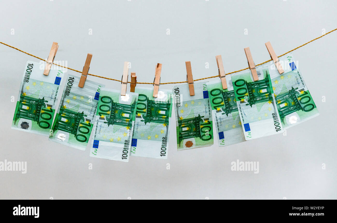 money laundering, Euro notes Stock Photo