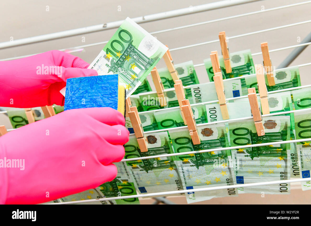 money laundering, Euro notes Stock Photo
