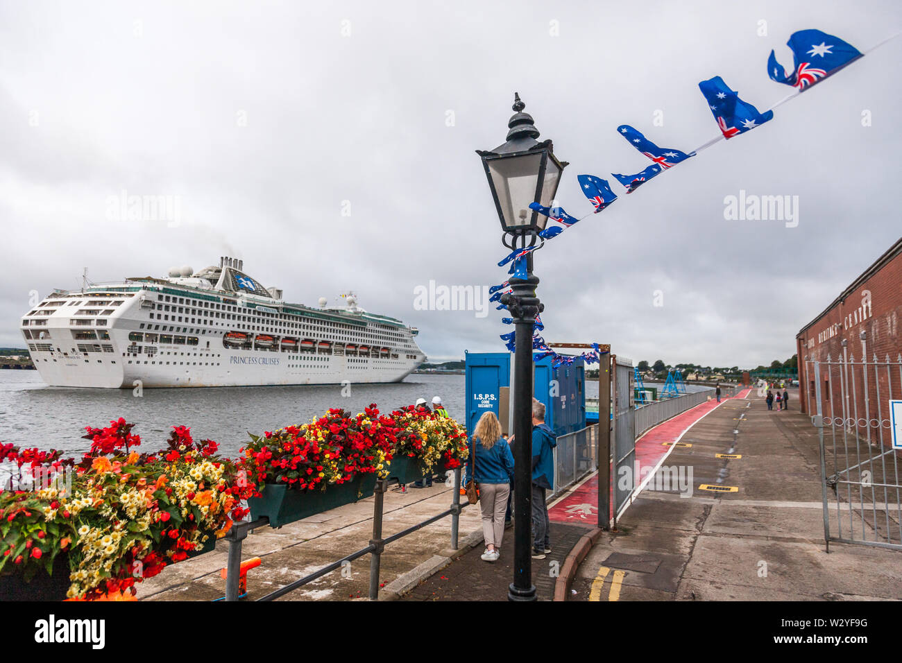 Cobh, Cork, Ireland. 11th July, 2019. Australian flags and bunting