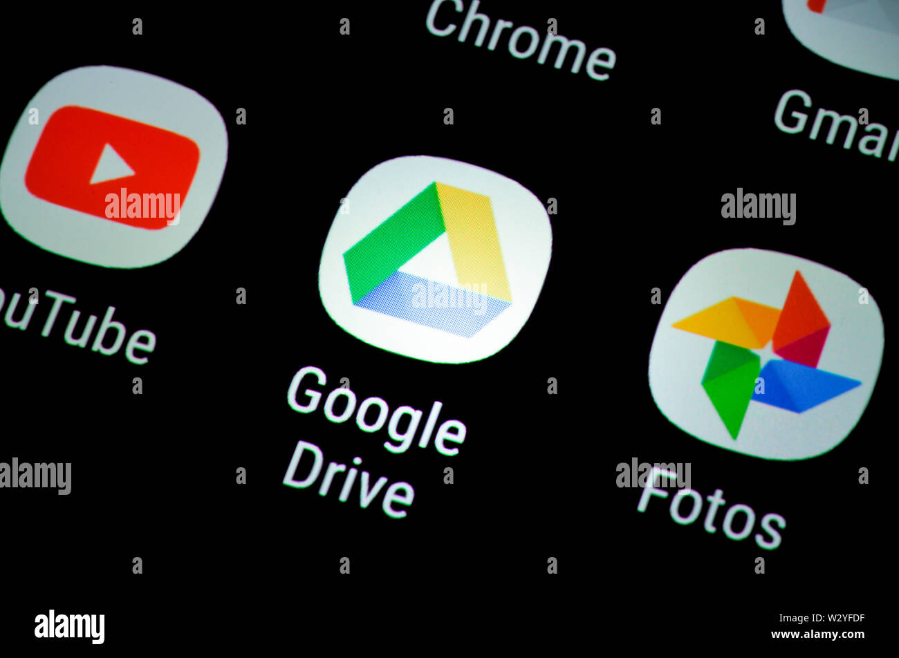 Smartphone, Display, App, Google Drive Stock Photo
