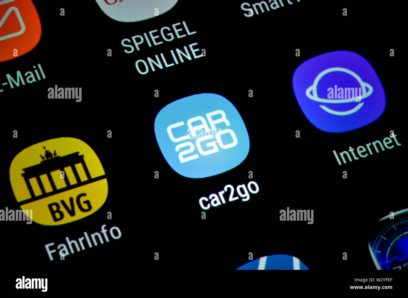 Smartphone, Display, App, Car2go Stock Photo