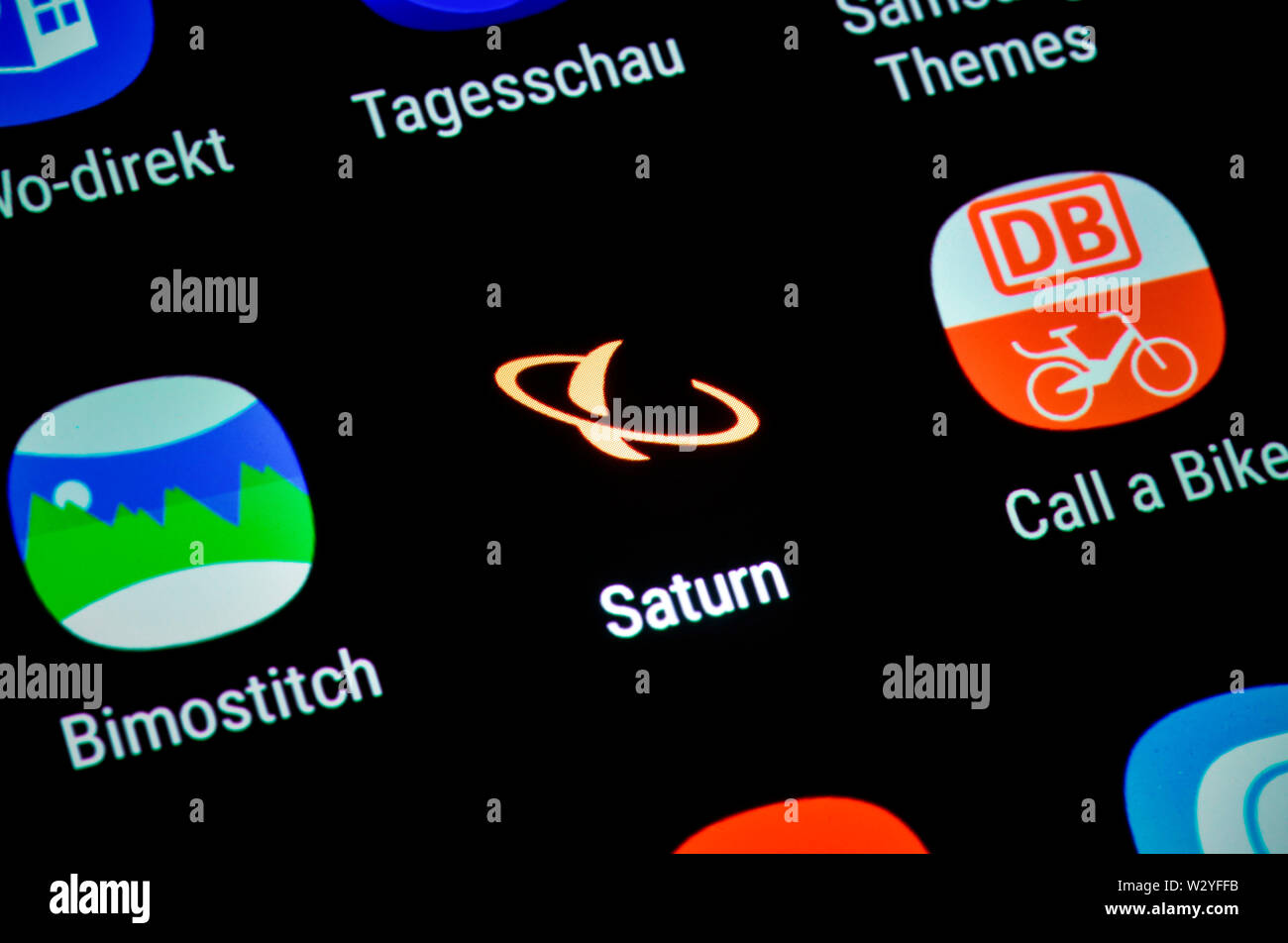 Smartphone, Display, App, Saturn Stock Photo
