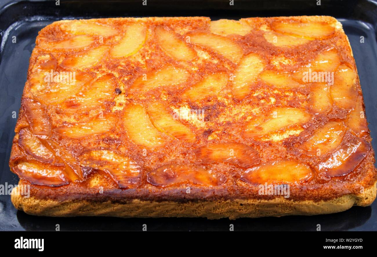 Rich and sweet sponge cake with caramelized apple Stock Photo Alamy