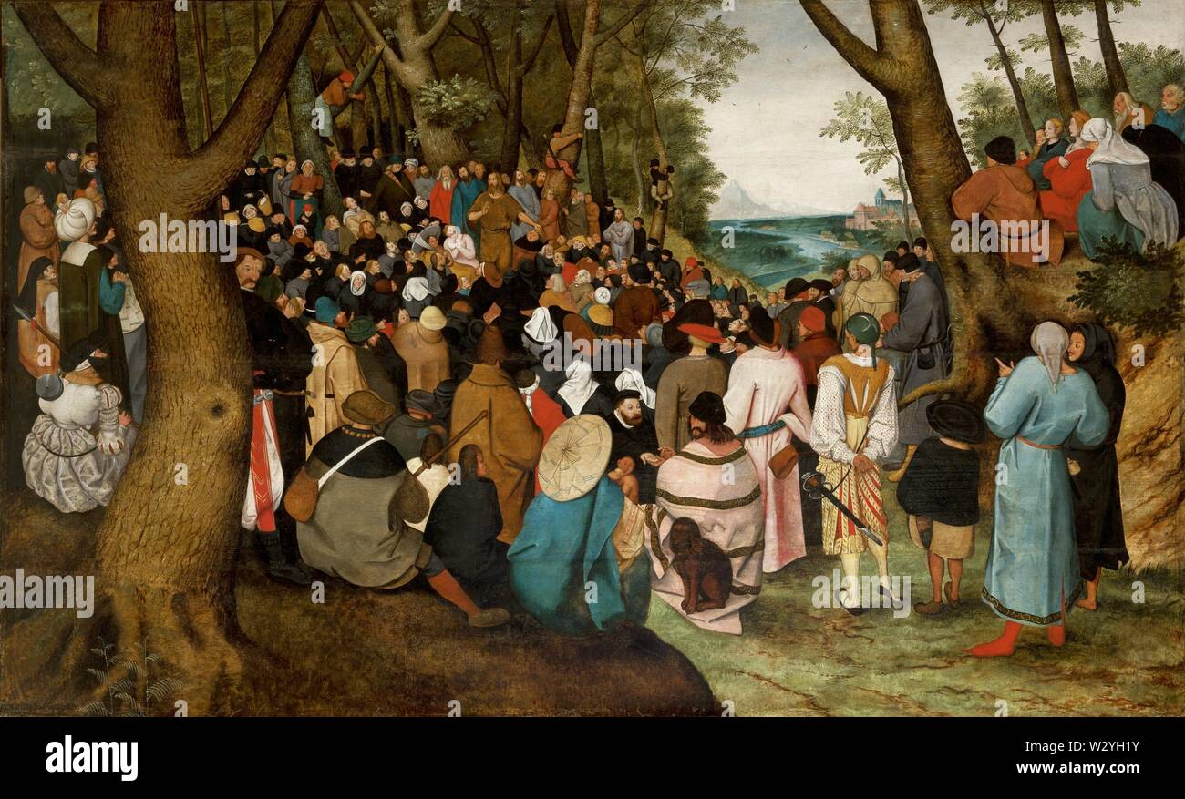 The Preaching of St. John the Baptist (circa 1604) painting by Pieter Bruegel (Brueghel) the Younger (II) - Very high quality and resolution image Stock Photo