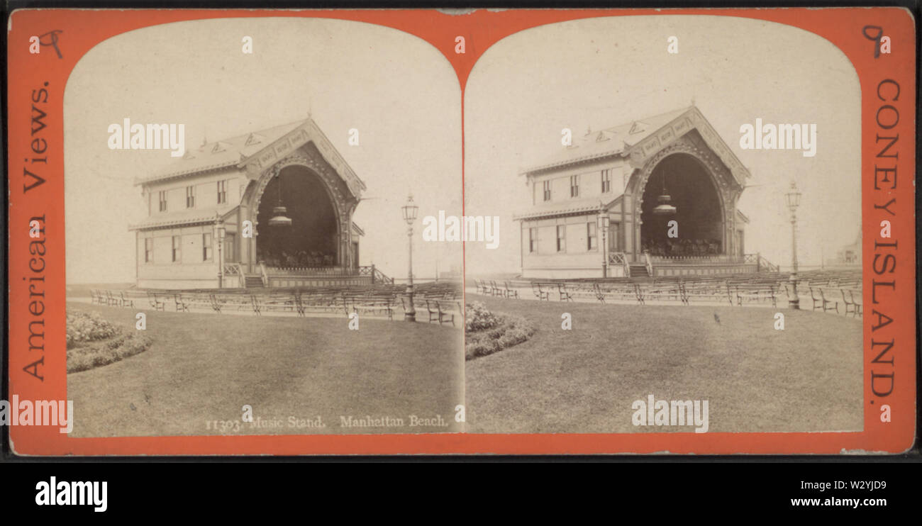Music stand, Manhattan Beach, from Robert N Dennis collection of stereoscopic views Stock Photo