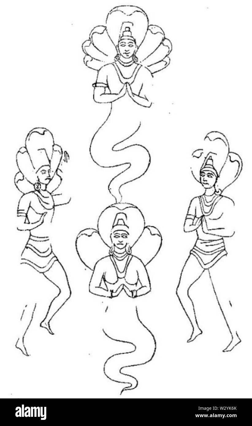 Nagas caricatured by Buddhists from Andhrula Charitram-Part1-Page109 Stock Photo