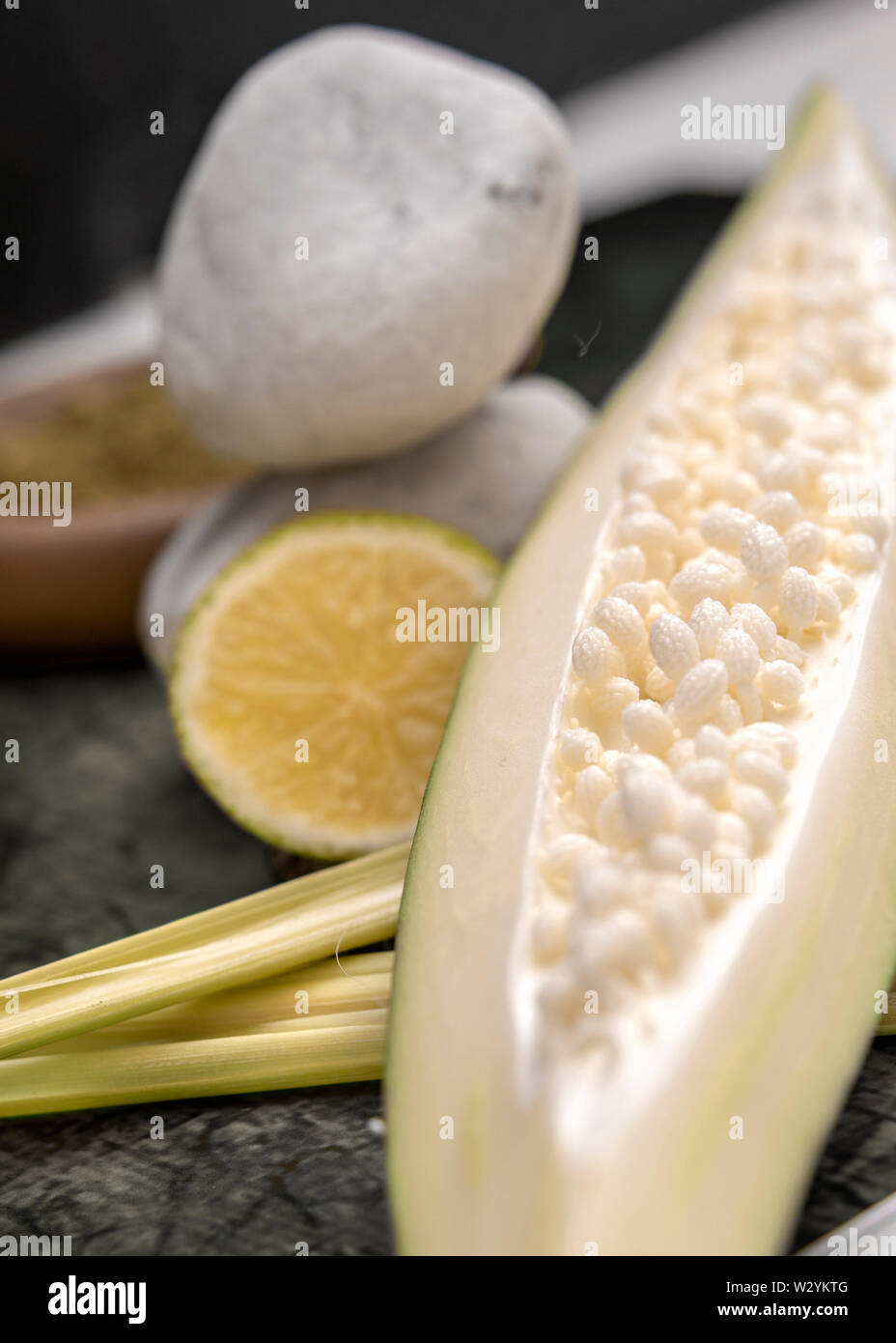 green papaya from thailand with white papaya seeds Stock Photo Alamy