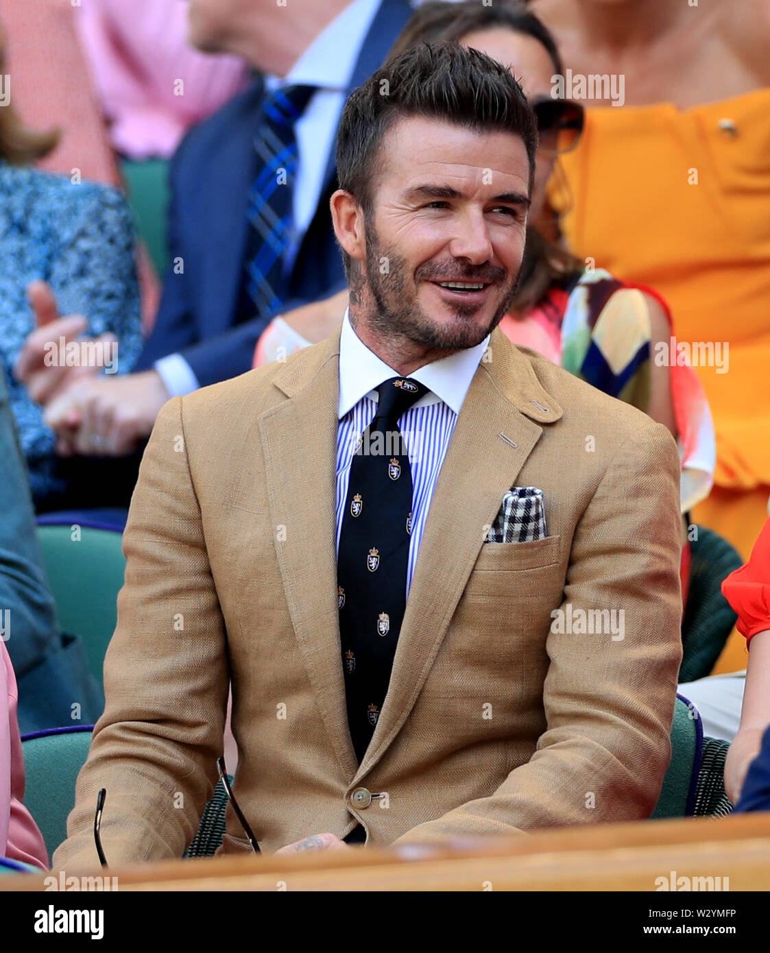 David Beckham in the royal box on day ten of the Wimbledon Championships at  the All England Lawn Tennis and Croquet Club, Wimbledon Stock Photo - Alamy