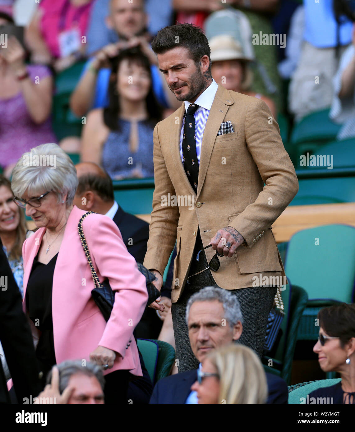 David Beckham in the royal box on day ten of the Wimbledon ...
