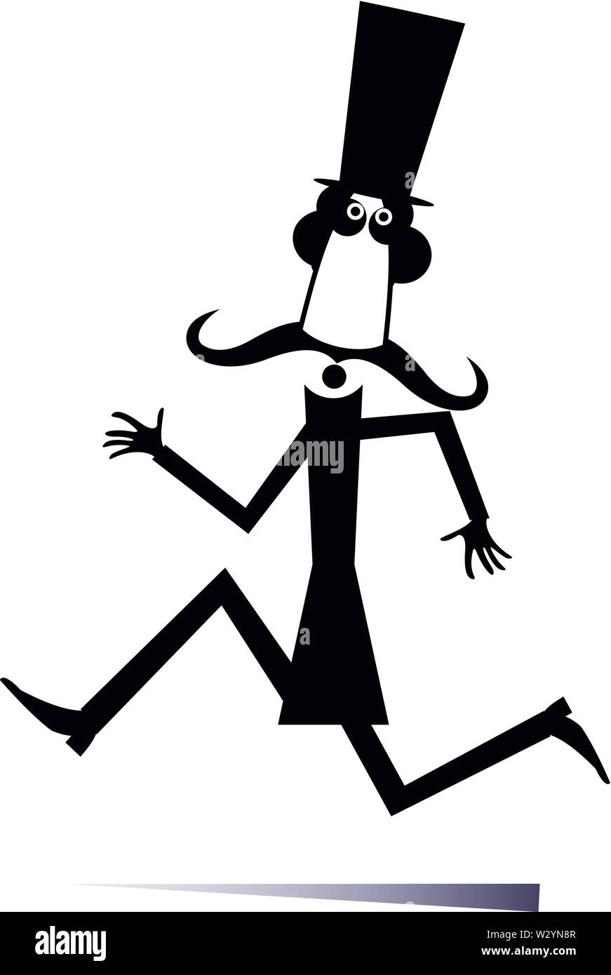 Comic Cartoon Long Mustache Man In The Top Hat Is Running Black On White Stock Vector Image Art Alamy Comic Cartoon Long Mustache Man In The Top Hat Is Running Black On White Stock Vector Image Art Alamy