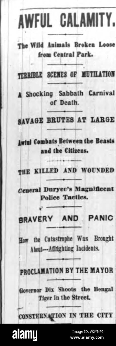 New York Herald 1874 Zoo Hoax Headline Stock Photo Alamy