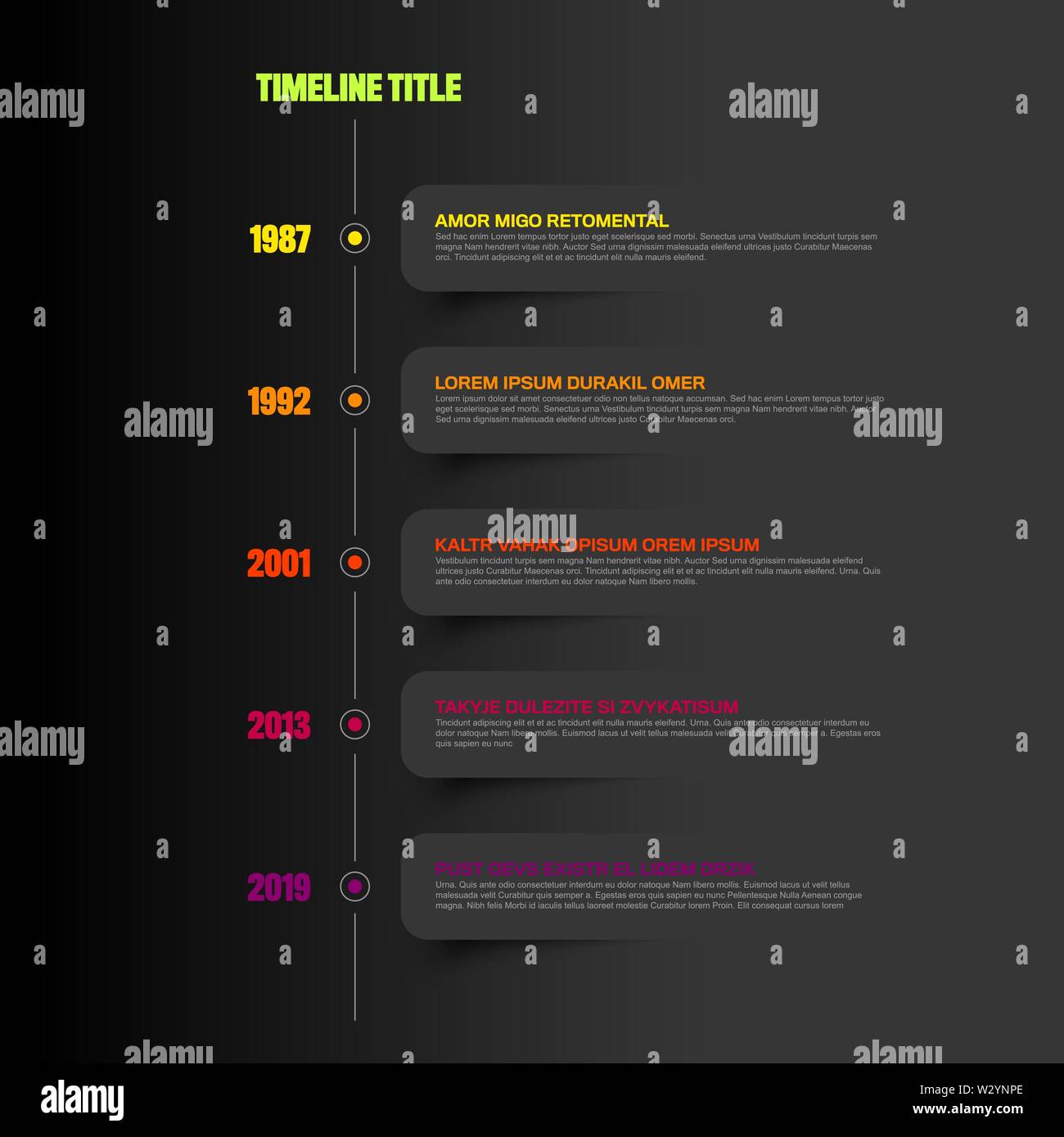 Vector Infographic timeline report template with icons and dark labels ...