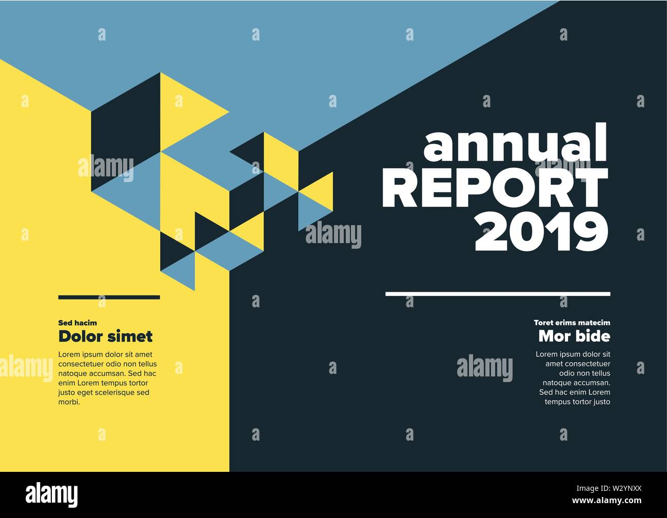 Vector abstract annual report cover template with abstract isometric ...