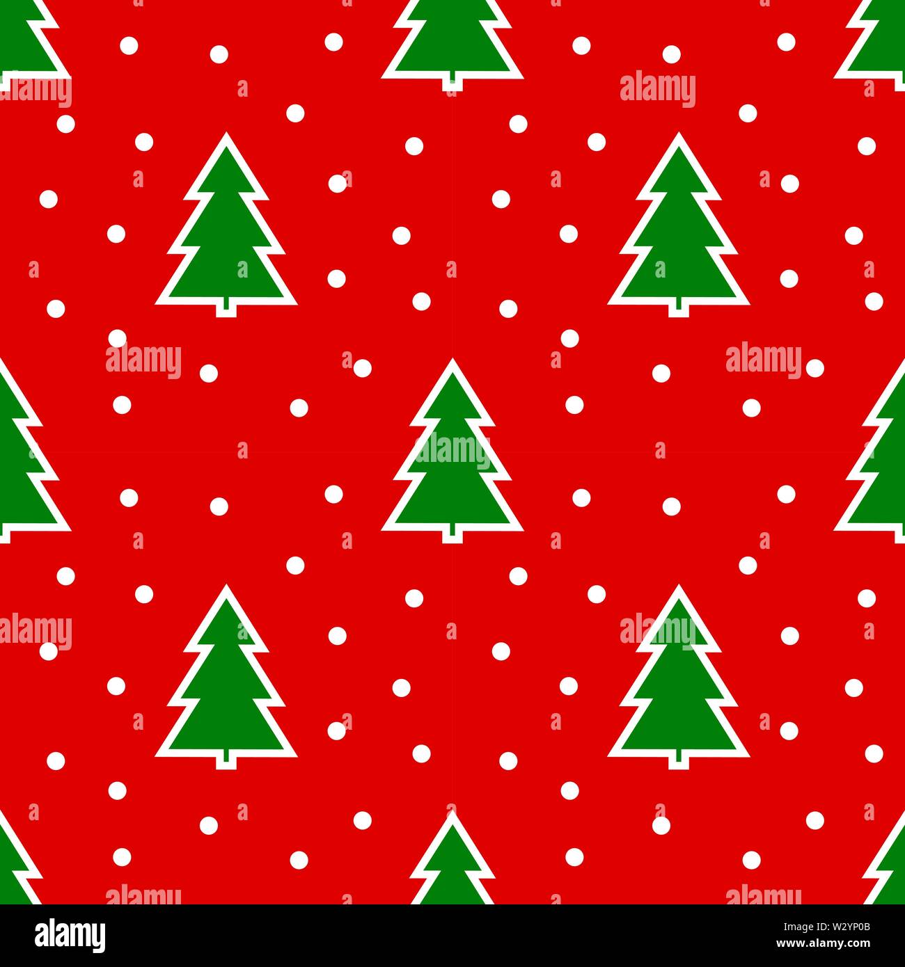 Christmas trees on red background seamless pattern. Vector illustration ...