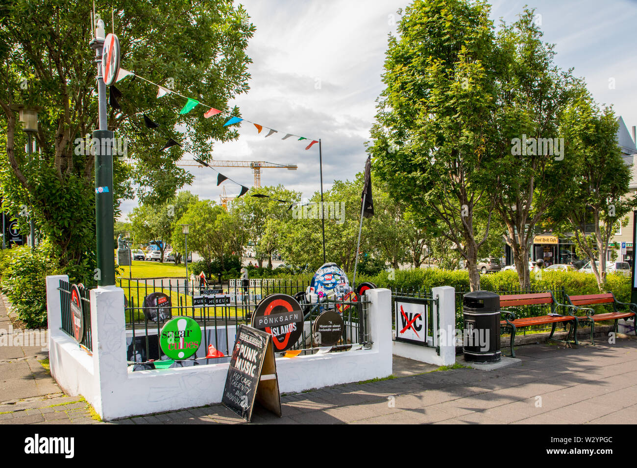 Reykjavik, Iceland, July 2019 entrance of the punk museum, located on the Bankastraeti, former