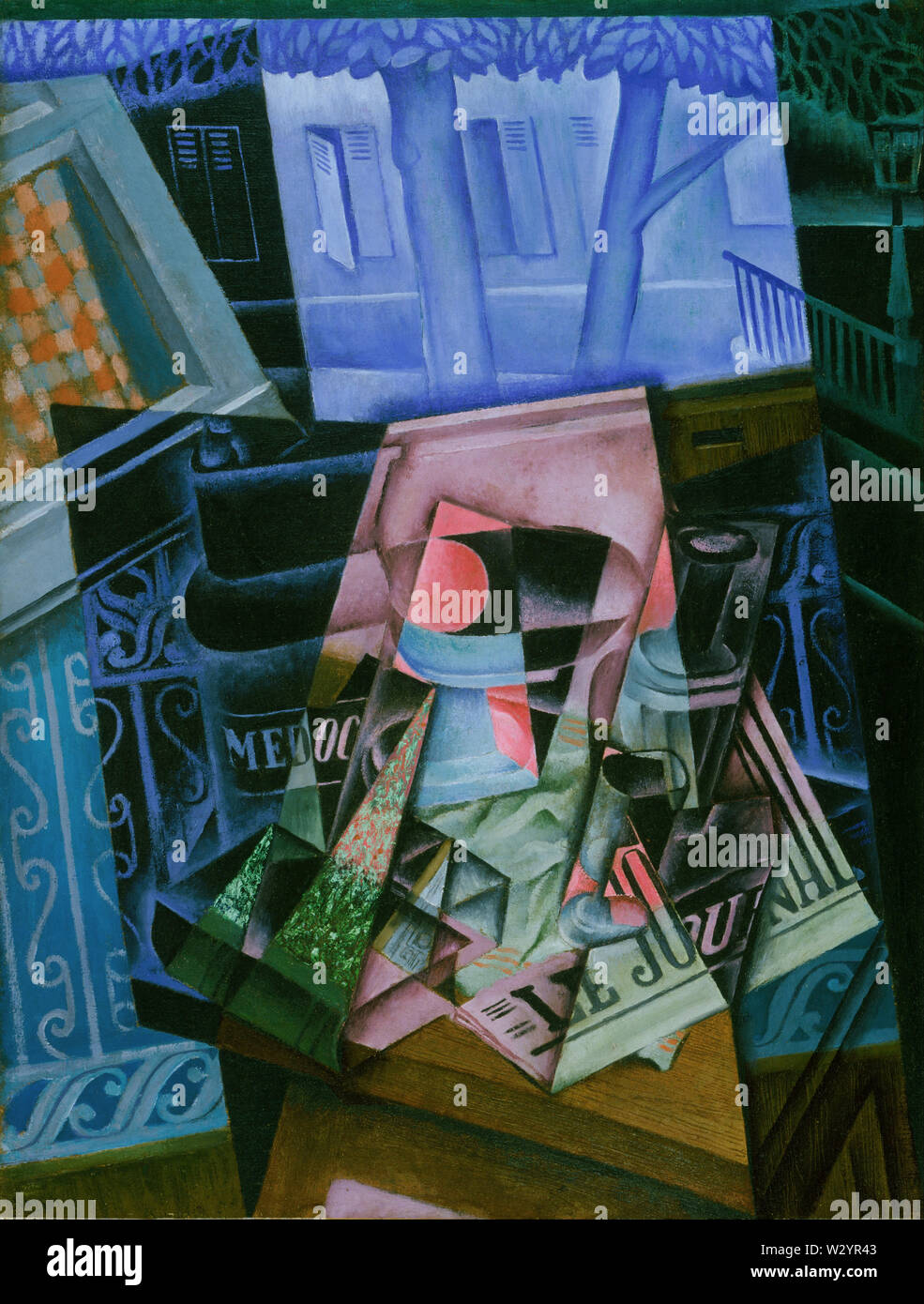 Still Life before an Open Window, Place Ravignan (1915) painting by Juan Gris - Very high resolution and quality image Stock Photo