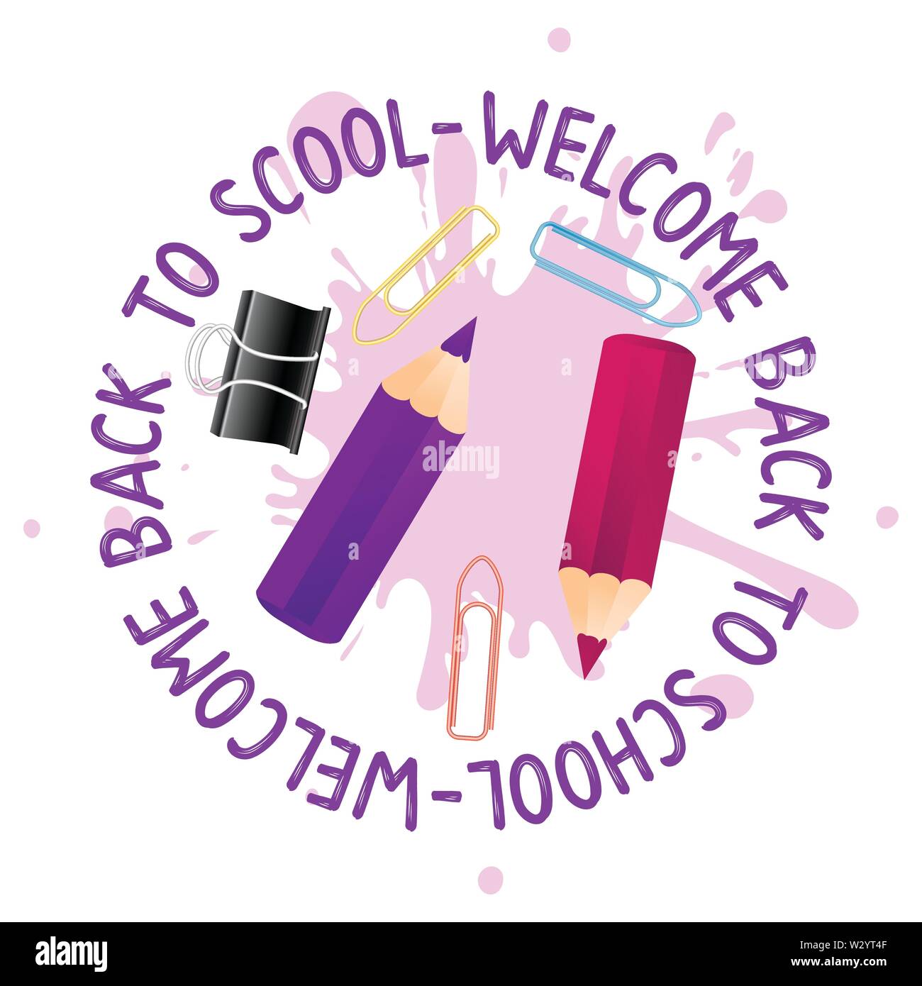 Abstract Back To School Background With Short Small Pencil And Stationery Supplies Welcome Back To School Quote Stock Vector Image Art Alamy