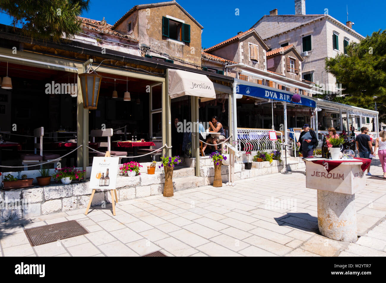 Fabrika, seaside promenade, Hvar town, Hvar island, Dalmatia, Croatia Stock Photo
