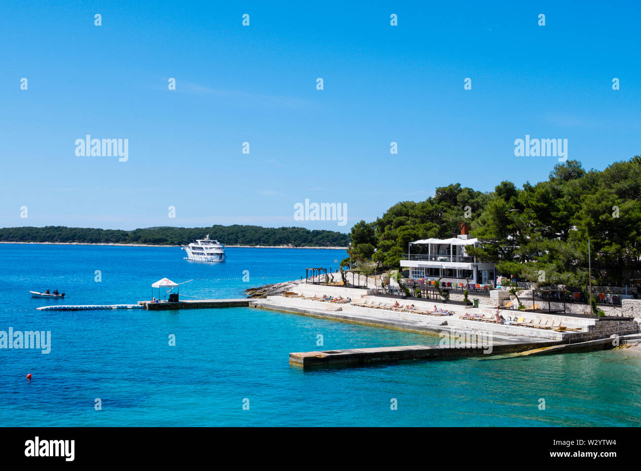 Beach club, Hvar town, Hvar island, Dalmatia, Croatia Stock Photo