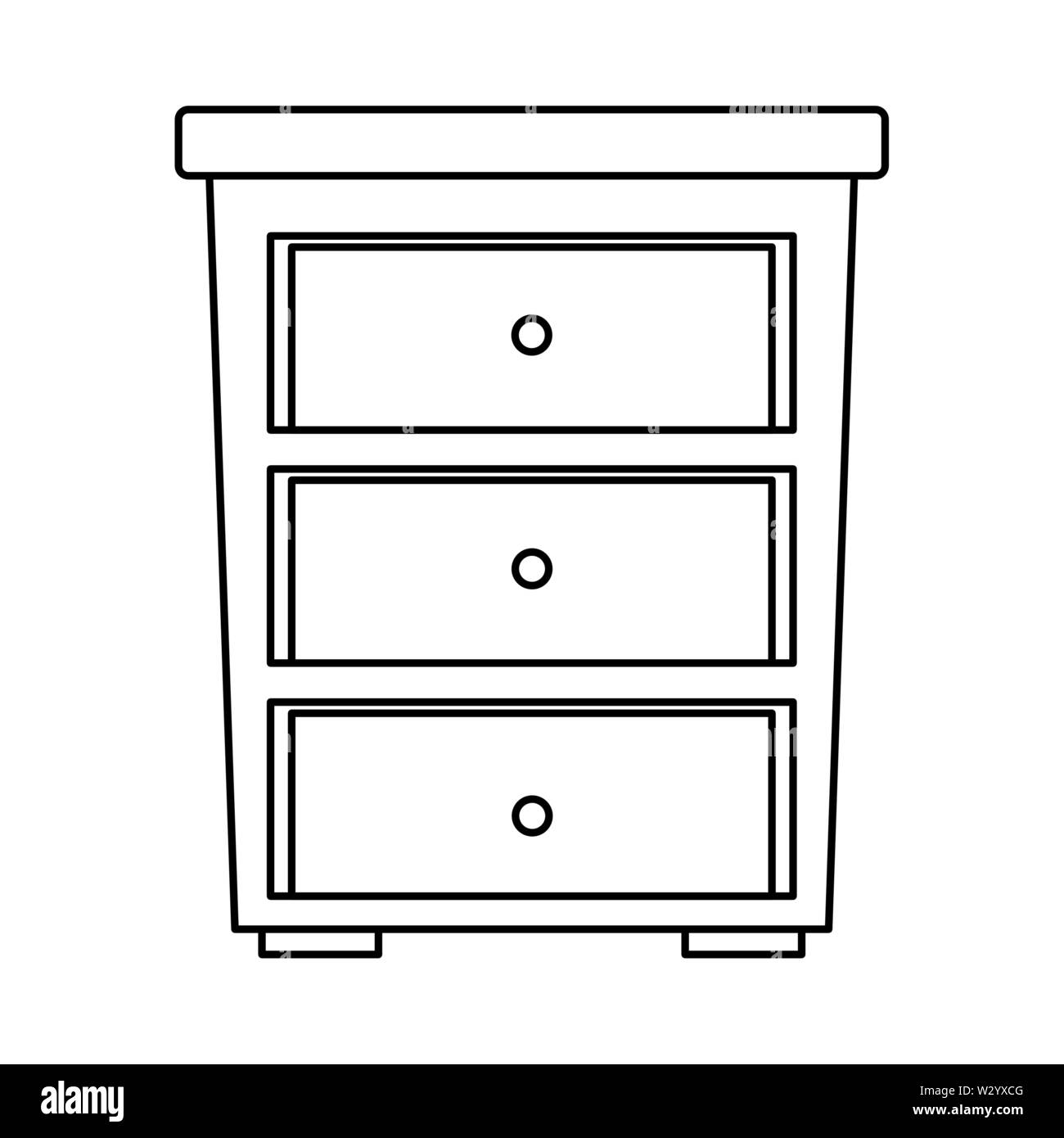 House wooden drawer furniture cartoon in black and white Stock Vector