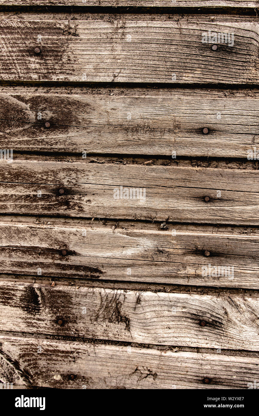 Grunge Wall Planks Background and Texture. Old Vintage Empty Wooden Brown Surface. Stock Photo