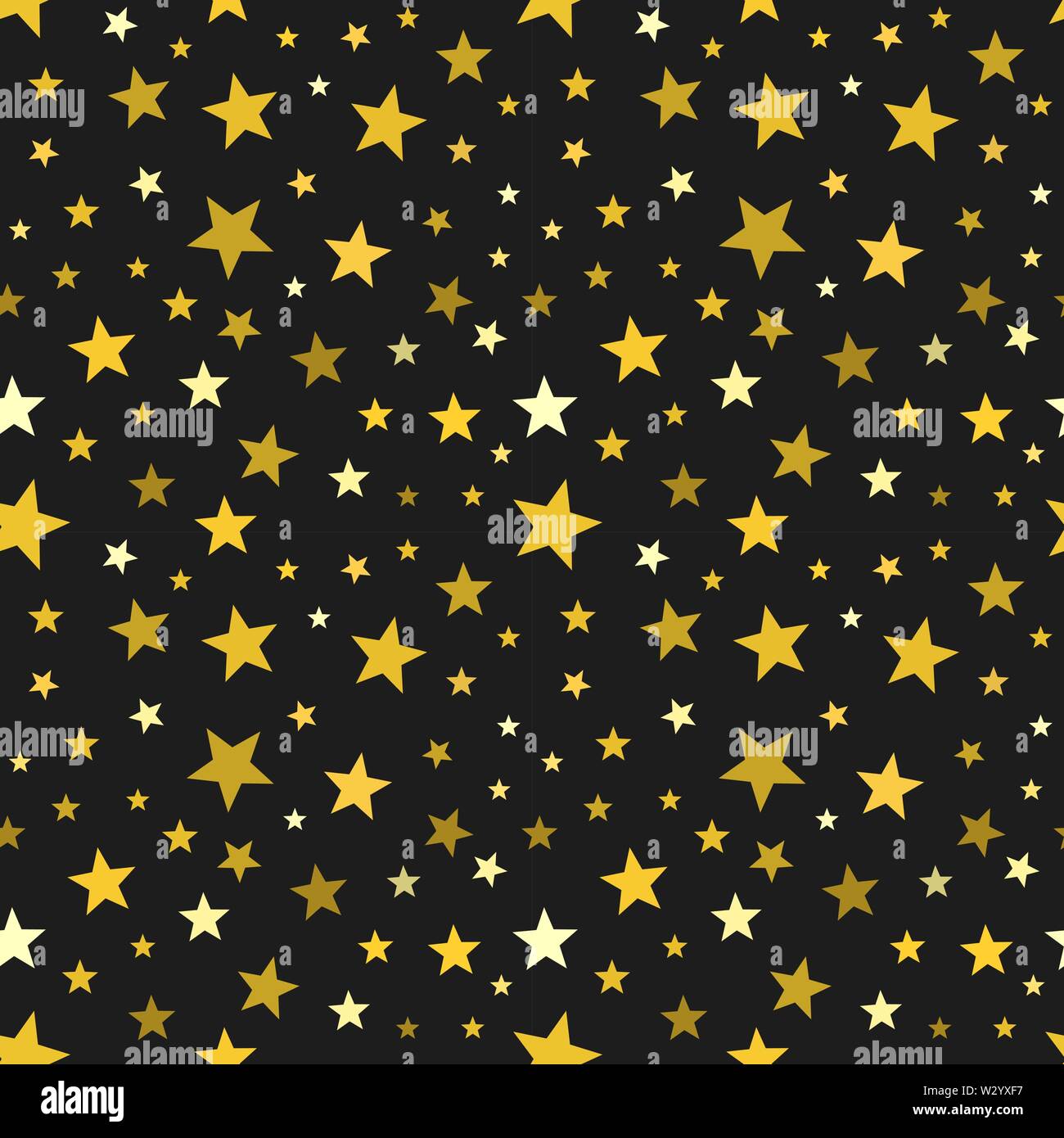 Gold stars on black background seamless pattern. Vector illustration ...