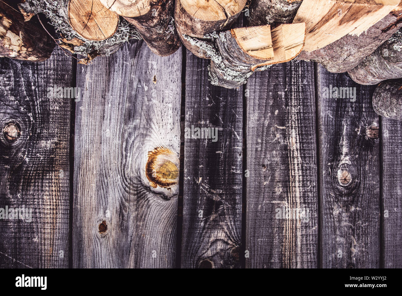 Gray Wall Planks Background and Texture. Old Vintage Empty Wooden Grunge Surface. Stock Photo