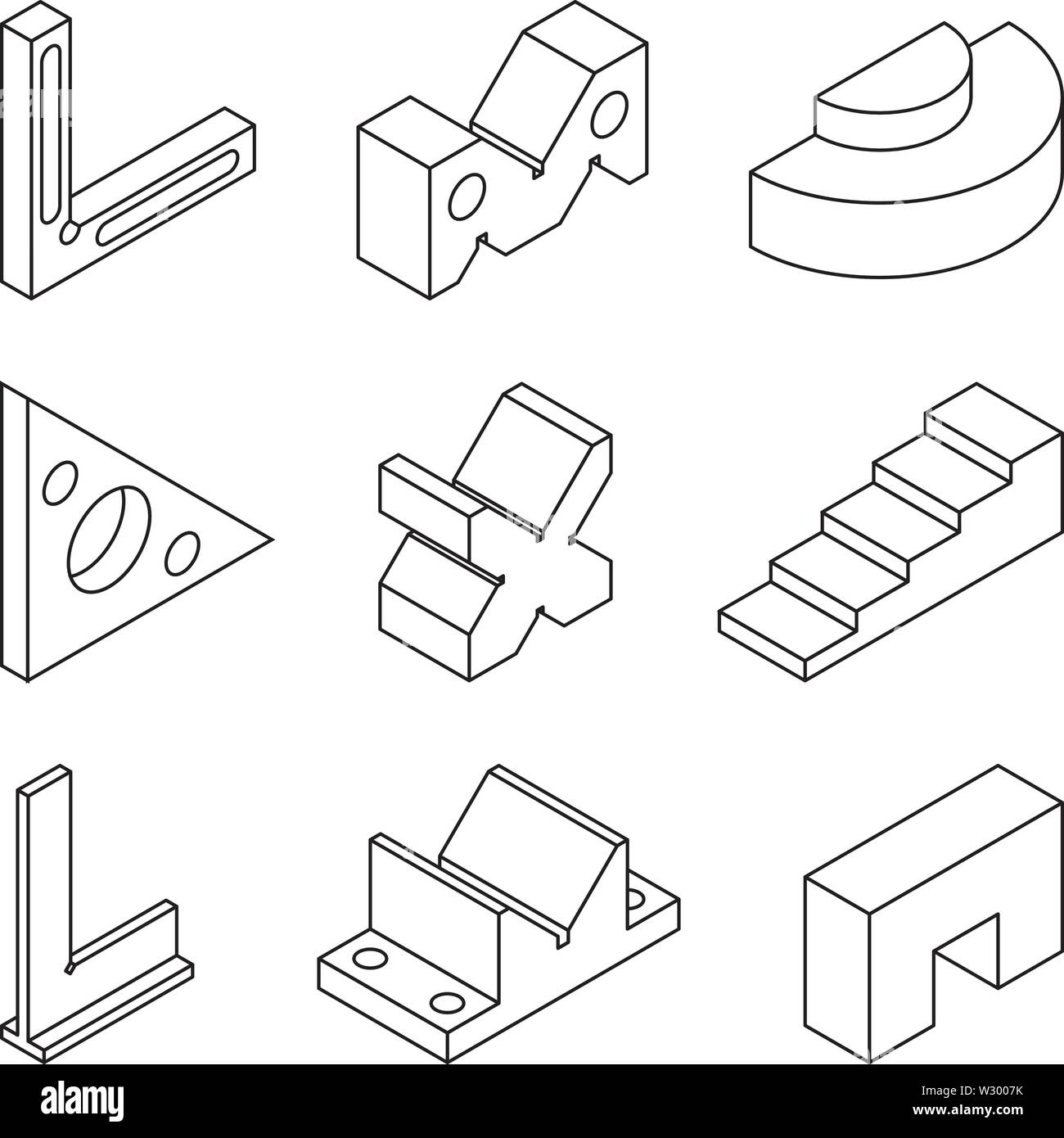 Gauge block. Standard block. Calibration block. Vector thin line Stock Vector