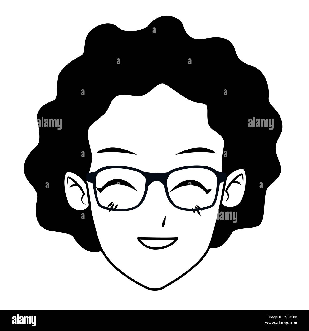 old woman smiling and happy in black and white Stock Vector Image & Art ...