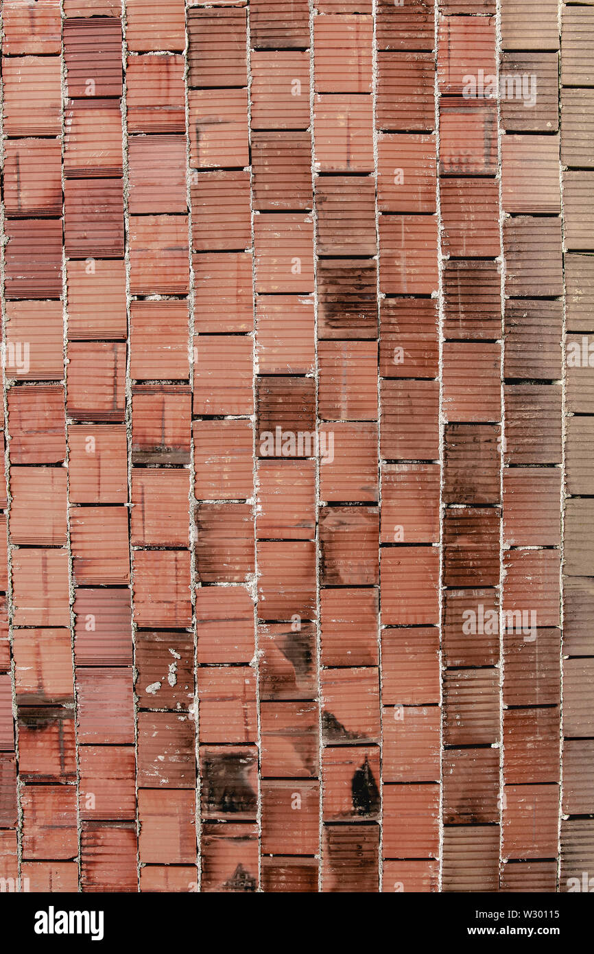 Red Brick Cement Wall Background and Texture. Industry Design Concept. Stock Photo