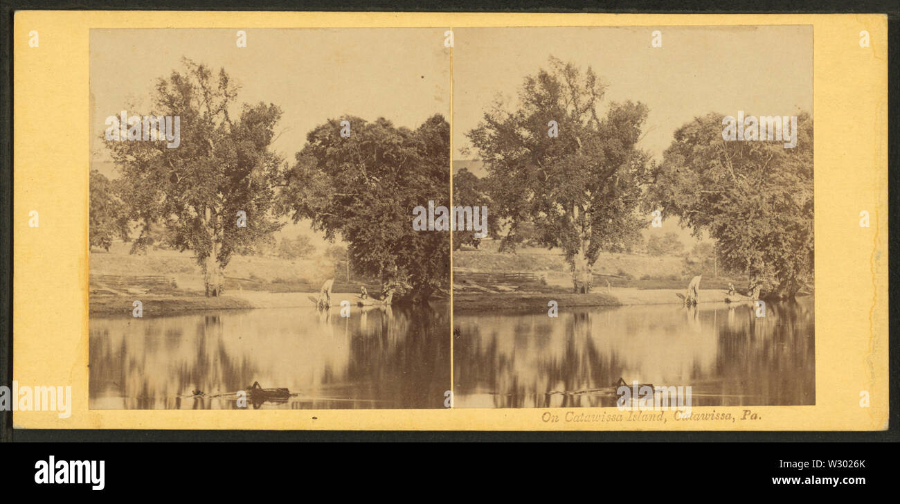 On Catawissa Island, Catawissa, Pa (View along the banks of the river