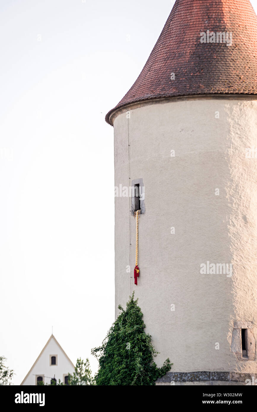 Tower with Pigtail (Rapunzel Fairy Tale from Grimm Brothers), Dinkelsbühl Stock Photo