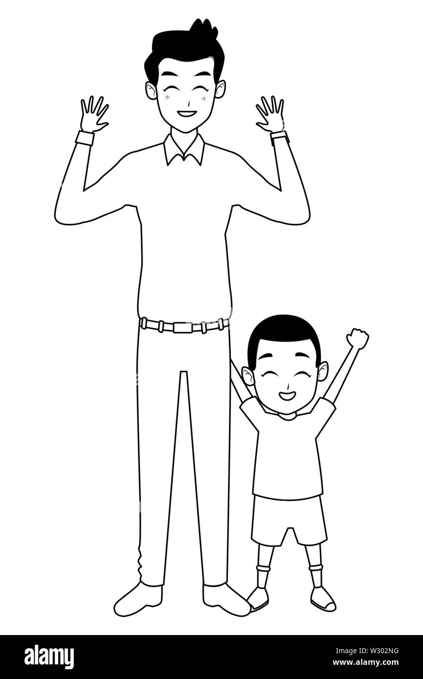 Single Father With Little Son Cartoon In Black And White Stock Vector Image Art Alamy Single Father With Little Son Cartoon In Black And White Stock Vector Image Art Alamy
